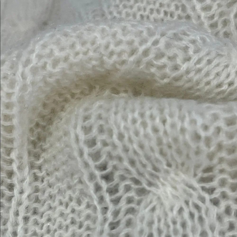 J. Crew Cream Cable Knit Sweater Wool Mohair Blend Long Sleeve Round Neck